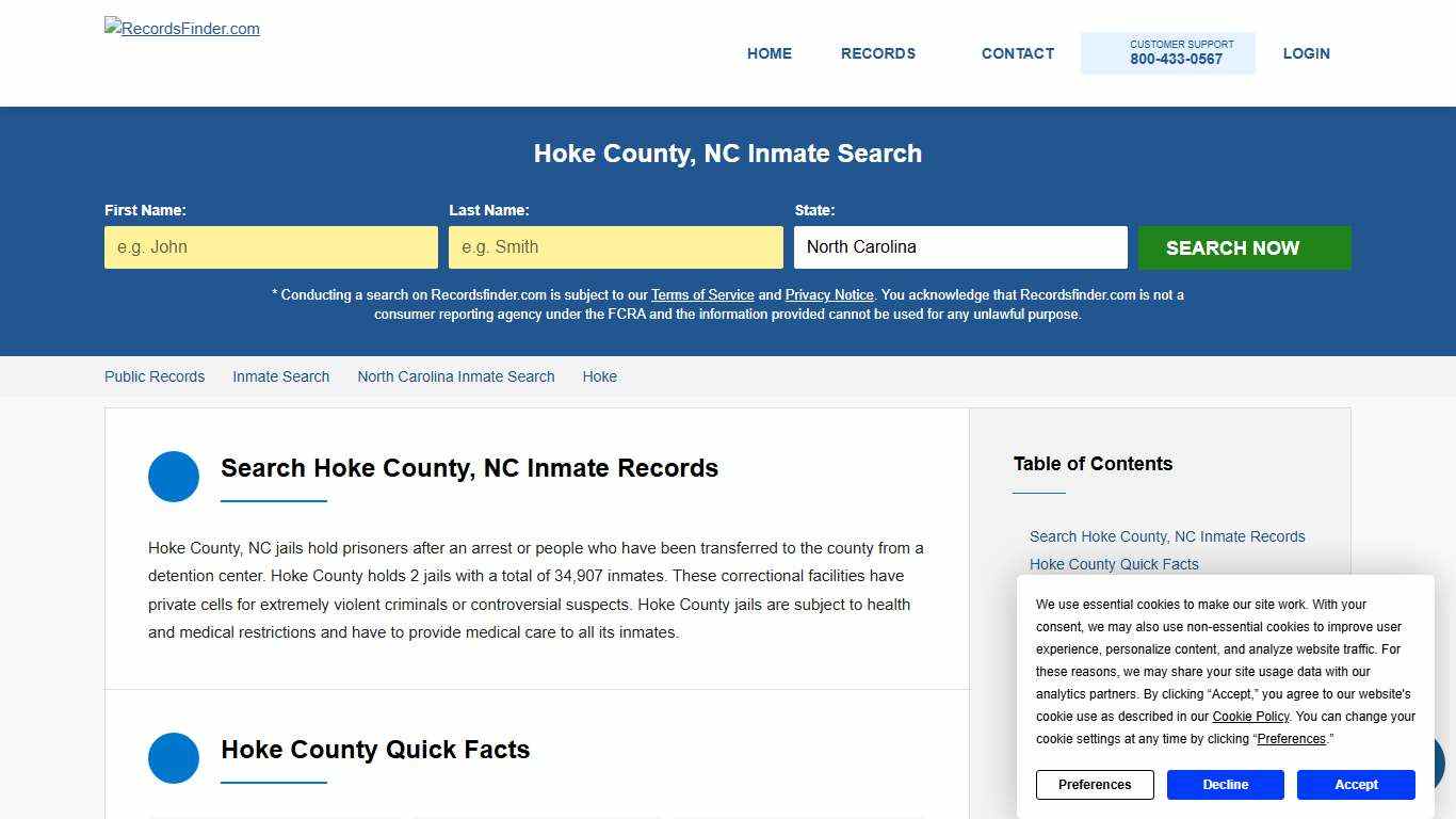 Hoke County, NC Jail Records & Inmate Search