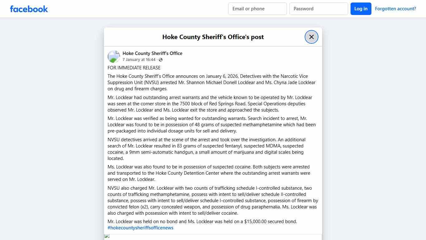 FOR IMMEDIATE RELEASE The... - Hoke County Sheriff's Office Facebook