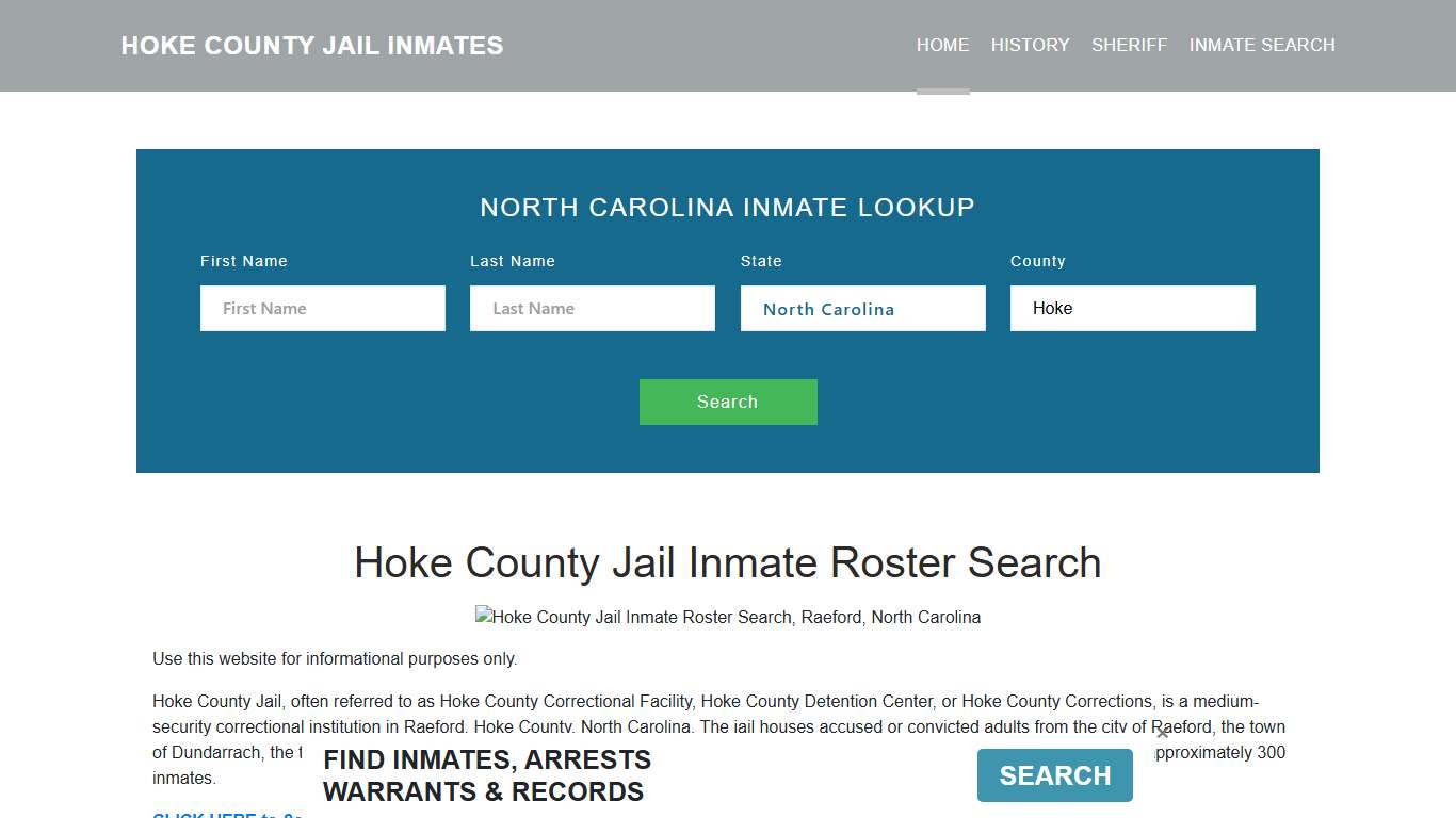 Hoke County Jail Inmate Roster Lookup, Raeford, NC